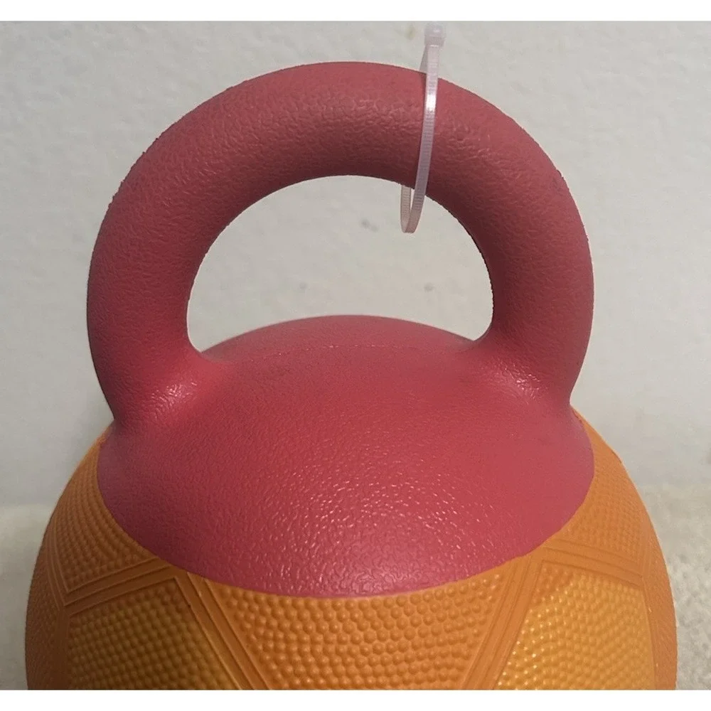 Leaps & Bounds Orange Soccer Ball Dog Toy with Handle, Medium